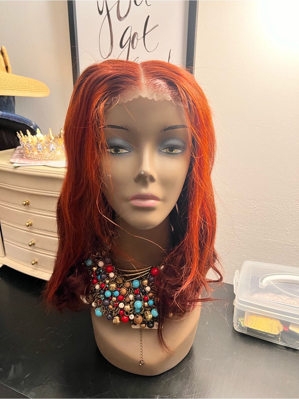Custom Red/Orange Human Hair Lace Wig